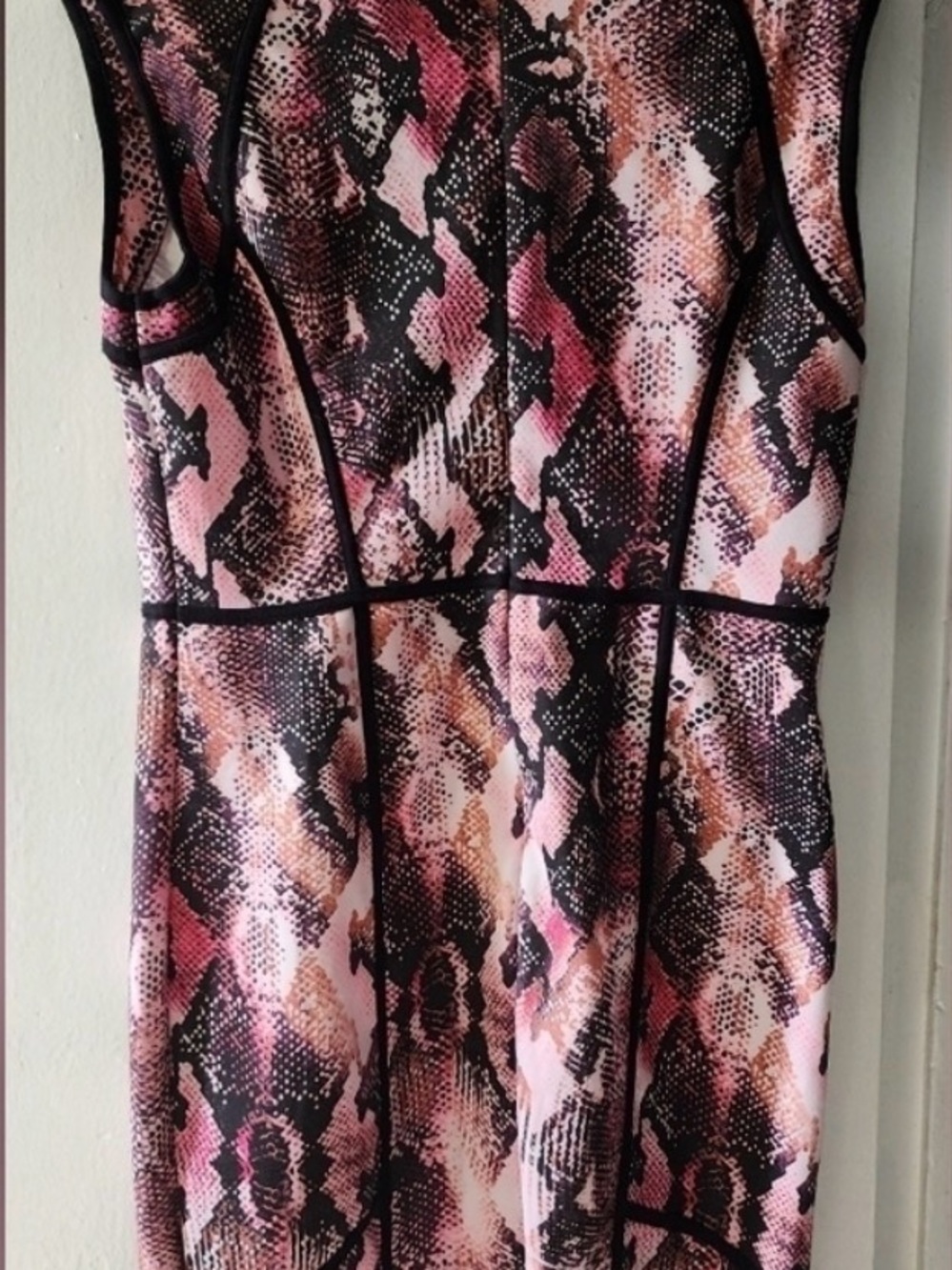 Jennifer Lopez Pink Black Cap Sleeve Sheath Dress size:12